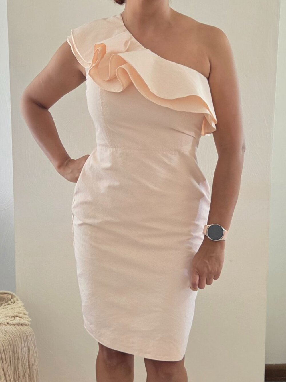 J.crew One-shoulder ruffle dress in faille Peach Size 4 Carefully check the meas